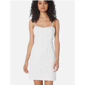 Lilly Pulitzer Womens 6 Railee Resort White Cross Eyelet Shift Shell Mini Dress